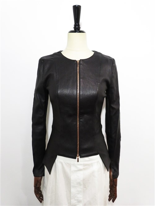 THOMAS WYLDE ノーカラー レザーブルゾン